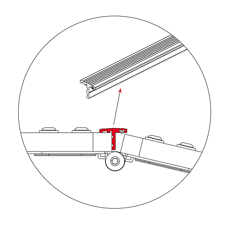 Profil T din aluminiu pentru cabina de toaleta S2, 3,7 m