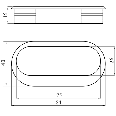 Maner PVC, ingropat, oval, cromat