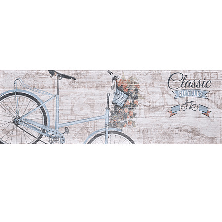 Faianta decor Art Ceramic, Soft Wood D-B309013, bej, finisaj estetic, model vintage cu bicicleta, 30 x 90 cm