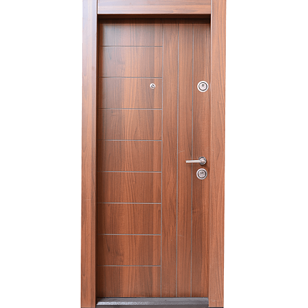 Usa metalica pentru exterior Arta Door 309, MDF laminat, deschidere stanga, culoare nuc, 880 x 2010 mm