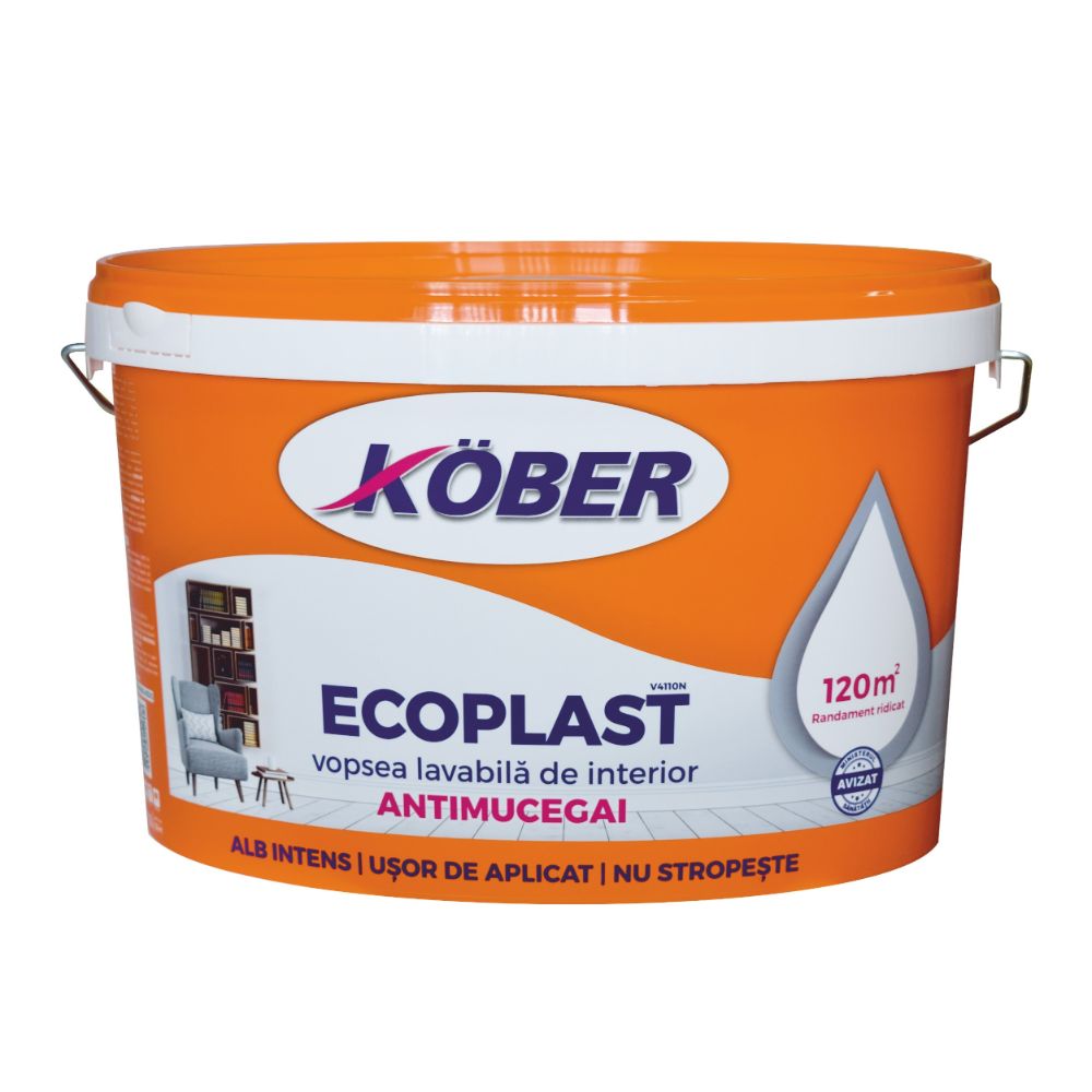 Vopsea lavabila interior Kober Ecoplast, alb, 8.5 l 8.5