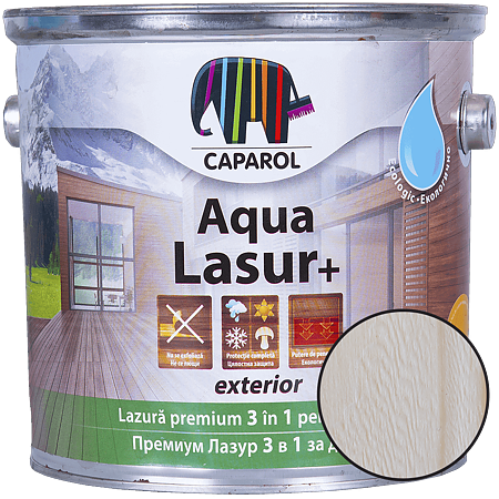 Lazura pentru lemn de exterior Caparol Aqua Lasur +, alb,2,5 l