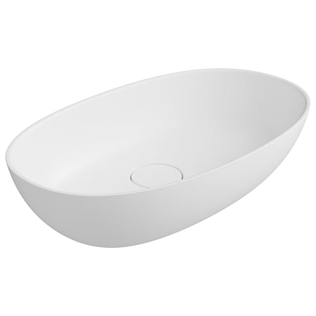 Lavoar oval Marmite WB 0539 600C, compozit mineral, antibacterian, montaj pe blat, fara preaplin, mat, alb, 600 x 360 x 160 mm