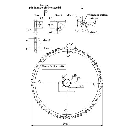 Panza circular HW 250x3 2x30 Z=80 | MatHaus