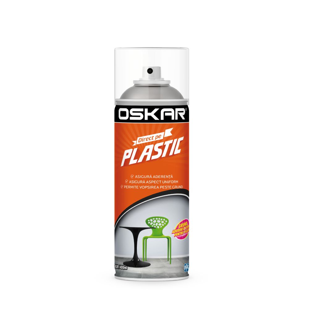 Grund spray direct pe plastic Oskar, transparent, mat, interior/exterior, 400 ml 400