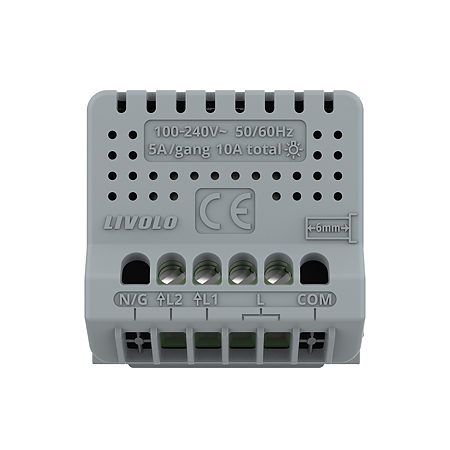 Modul intrerupator inteligent EC dublu tactil Livolo VL-FC2Z2-2G, gri, 46.5 x 46.5 x 37 mm