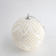 Set 3 globuri decorative de Craciun, plastic, alb cu margele si perle, 8 cm