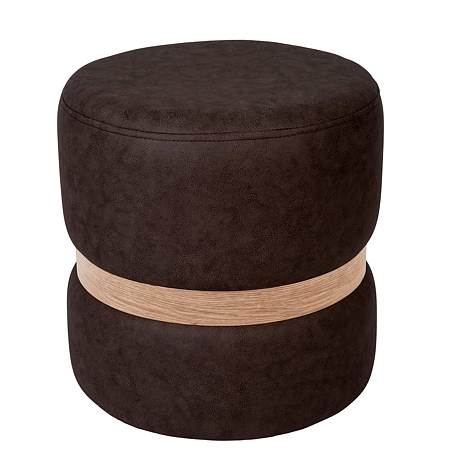 Taburet Ring, inel stejar, stofa maro M612, rotund, 38 x 38 x 40 cm