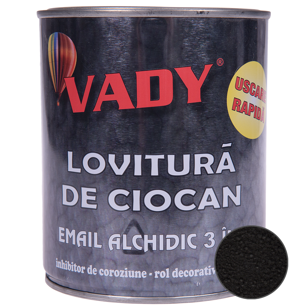 Vopsea email Vady lovitura de ciocan 3 in 1, negru, 0,75 l 