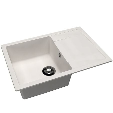 Chiuveta bucatarie Dr. Gans Techno, granit/compozit, incastrabila, alb, adancime 20 cm, 76 x 51 cm