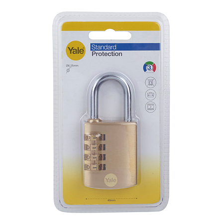 Lacat din alama Yale Standard Protection, 40 mm, cu cifru