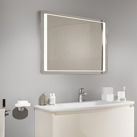 Oglinda baie Savini Due Linea, reversibila, iluminare led, 80 x 60 cm