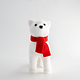 Decoratiune iarna catel cu fular, alb si rosu, 11.5 cm
