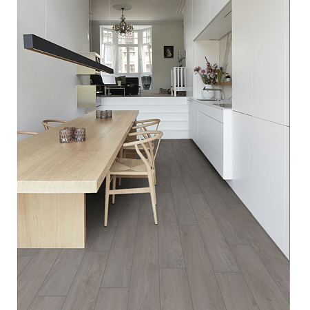 Parchet laminat 12 mm Ocean+ Jazz Light Grey Berry Alloc, rezistent la apa, Hydro+, nuanta medie, clasa de trafic 33, PentaLoc, 1288 x 190 mm