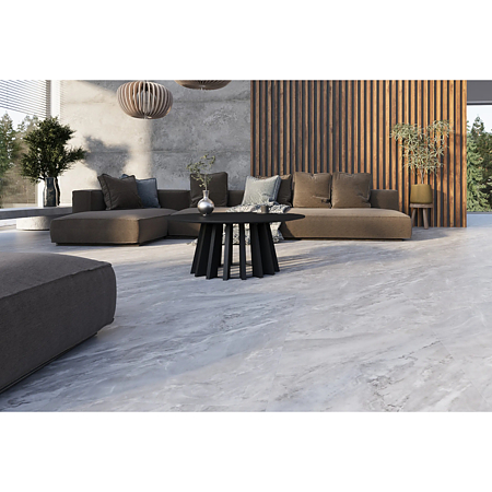 Pardoseala SPC 5 mm Korner SPeCtra Floor Moon Stone 08F, clasa de trafic 34, rezistenta la apa, decor piatra, gri, 1205 x 606 mm