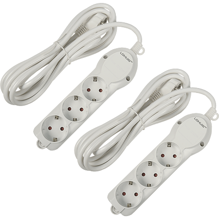 Prelungitor Lohuis cu 3 prize, contact de protectie, 7 m, 3500W, IP20, alb