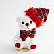 Decoratiune iarna urs, alb si rosu cadrilat, 12 cm Decoratiune iarna urs, alb si rosu cadrilat, 12 cm