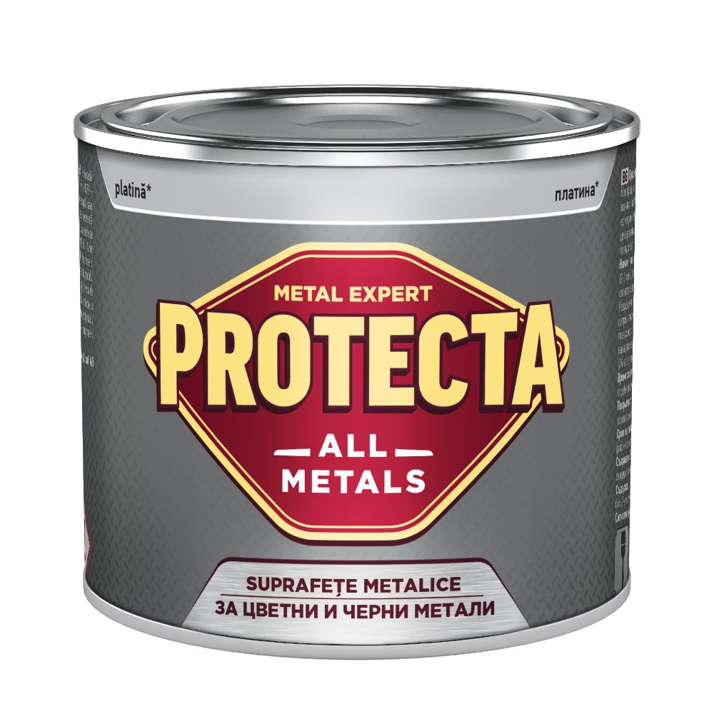 Vopsea alchidica/ email Protecta All Metals, platina, interior/exterior, 0.5L