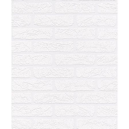 Tapet hartie Rasch Aqua Relief,2014, alb, aspect caramida, 10 x 0.53 m