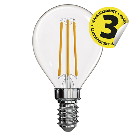 Bec LED Emos filament, forma de glob, E14, 4 W, 465 lm, lumina calda 2700K