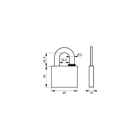 Lacat din alama, Thirard Reverso, l 40mm, 4 chei reversibile