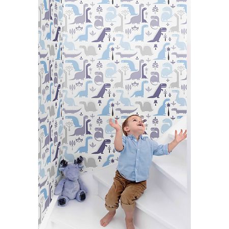 Tapet vinil Grandeco JACK&ROSE 2024, alb/bleu, model dinozauri, 10 x 0.53 m Tapet vinil Grandeco JACK&ROSE 2024, alb/bleu, model dinozauri, 10 x 0.53 m