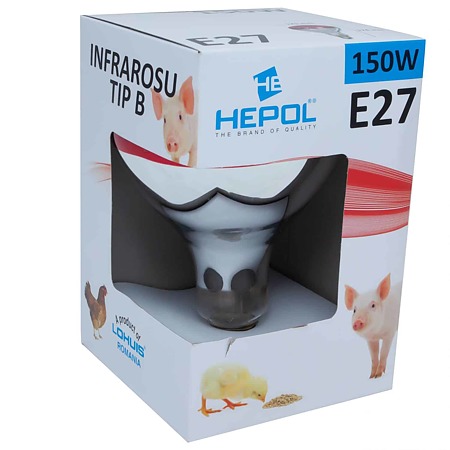 Bec Ecoline Infrarosu E27 150 W Hepol, 220-240V Bec Ecoline Infrarosu E27 150 W Hepol, 220-240V