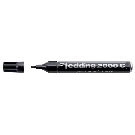 Marker permanent Edding 2000C, corp metalic, varf rotund, 1,5-3 mm, negru