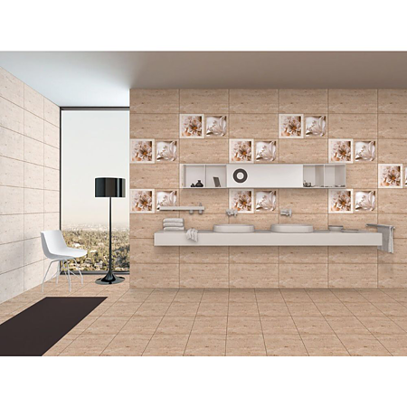 Faianta baie rectificata glazurata Evia 30186 A-TV, bej, mat, aspect de piatra, 60 x 30 cm