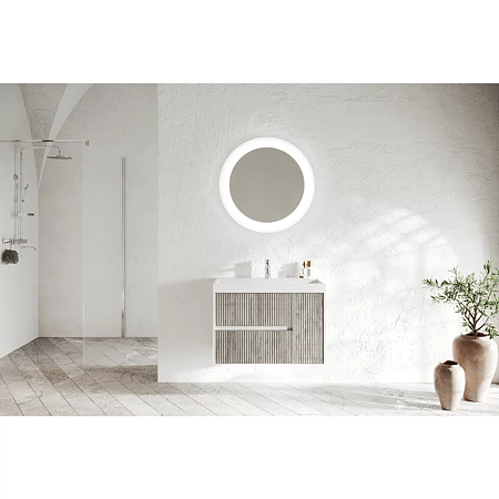 Baza cu lavoar Savini Due Portofino, suspendat, gri/alb, 2 sertare, 1 usa, 100 x 40 x 55 cm