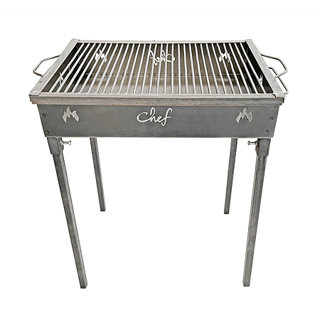 Gratar gradina Gratar de Chef H2, carbuni/lemne, picioare detasabile, otel, 50 x 35 cm 