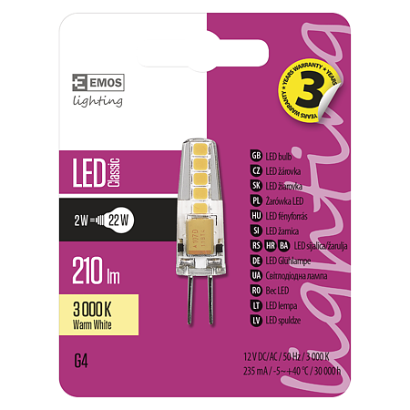 Bec LED Emos, G45, 2W, 210 lm, lumina alba calda, 2200 K