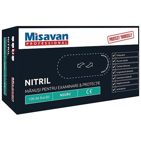 Manusi menaj nitril Misavan, negre, L, 100 buc/set