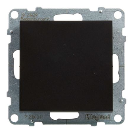 Intrerupator simplu Legrand, New Suno, L721401, IP44, montaj incastrat, negru, 72.9 x 72.9 x 40 mm