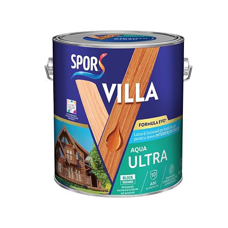 Lazura pentru lemn Spor Villa Aqua Ultra, pe baza de apa, wenge, interior/exterior,  2.5 l