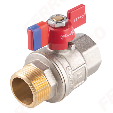 Robinet cu sfera si maner fluture Ferro KFPM11, filet interior-exterior, 1/2"