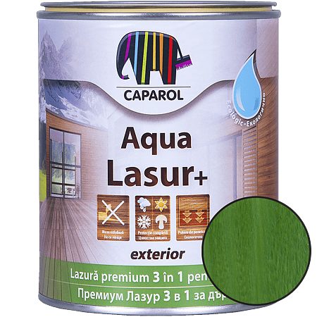 Lazura pentru lemn de exterior Caparol Aqua Lasur +, verde, 0,75 l