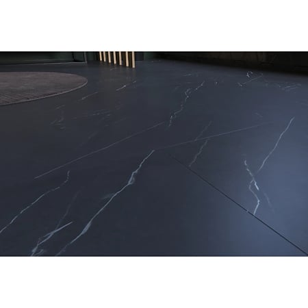 Pardoseala SPC 5 mm Korner SPeCtra Floor Nero Marble 02F, clasa de trafic 34, rezistenta la apa, decor marmura, negru, 1205 x 606 mm