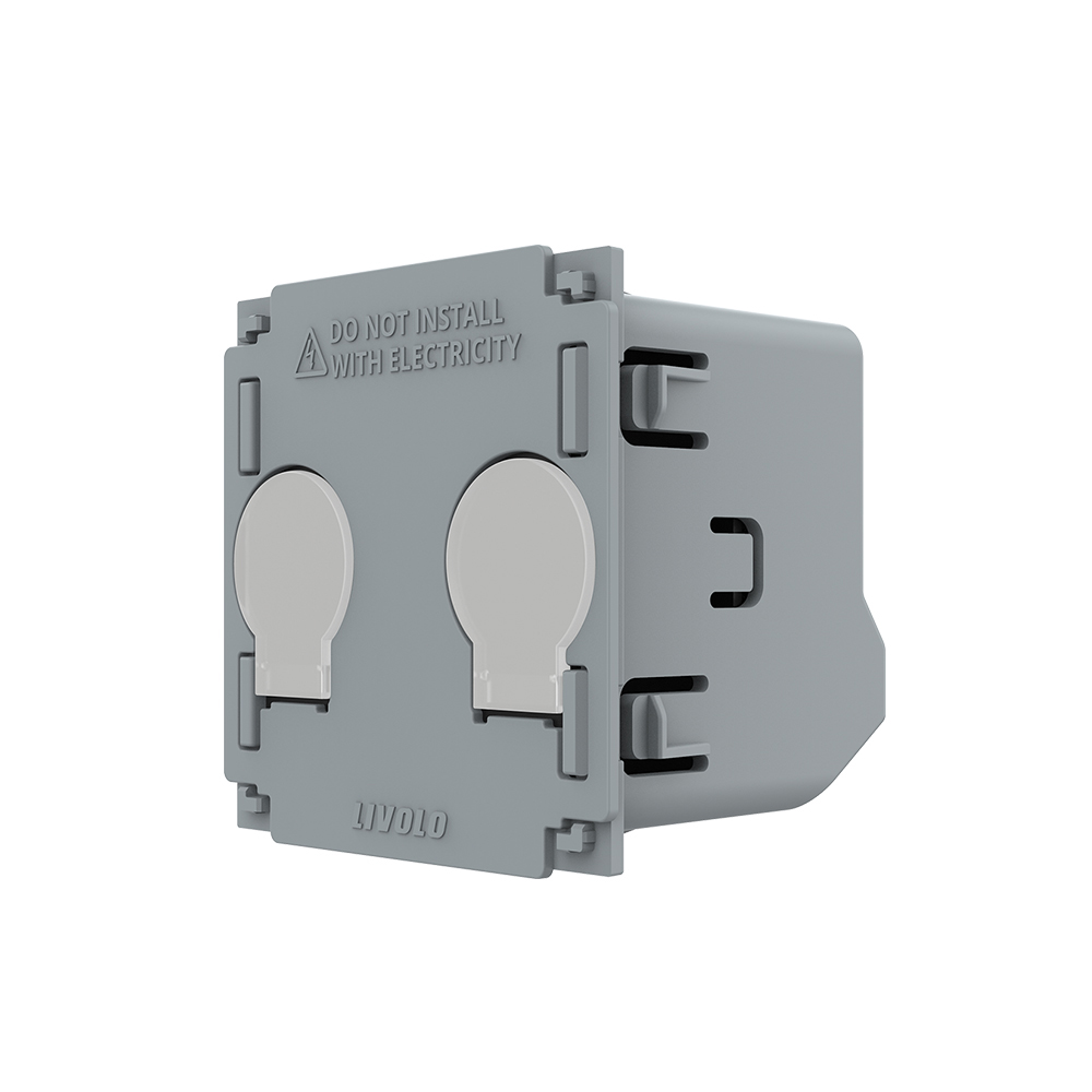 Modul intrerupator dublu tactil cap scara Livolo VL-FC2S-2G, gri, 45 x 45 x 37 mm