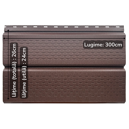 Lambriu metalic perforat Saturn, maro, RAL 8017, mat structurat, grosime 0.45 mm, 3 x 0.26 m