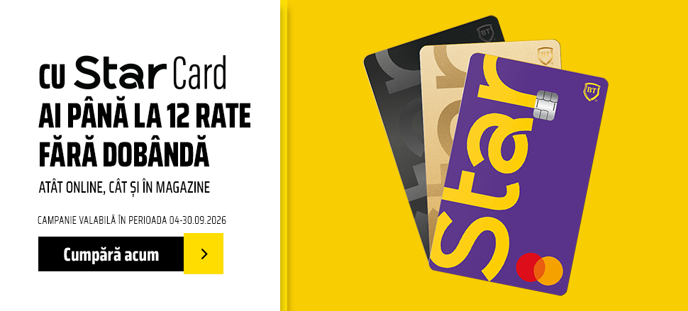 Pana la 12 rate fara dobanda cu Star Card 