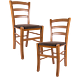 Scaun Paesana din lemn de fag, culoarea cires, sezut stofa maro N10, 88 x43 cm