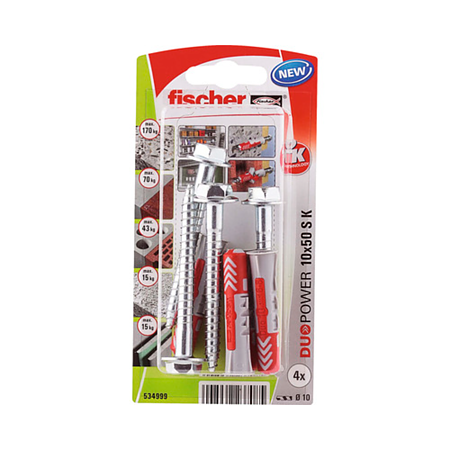 Diblu Fischer Duopower, nylon, 10 x 50 mm, 4 bucati