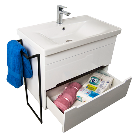 Set Mobilier Seria 750 Badenmob, masca, lavoar, oglinda, alb, 800 mm