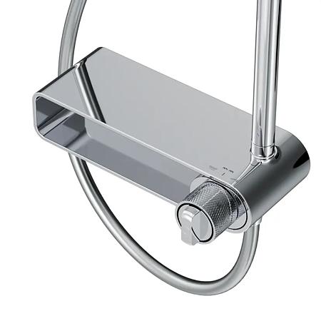 Coloana dus AM.PM X-Joy, bara reglabila, baterie cu polita, para de dus fixa, para de dus mobila cu 3 functii, furtun 175 cm, alama si plastic ABS