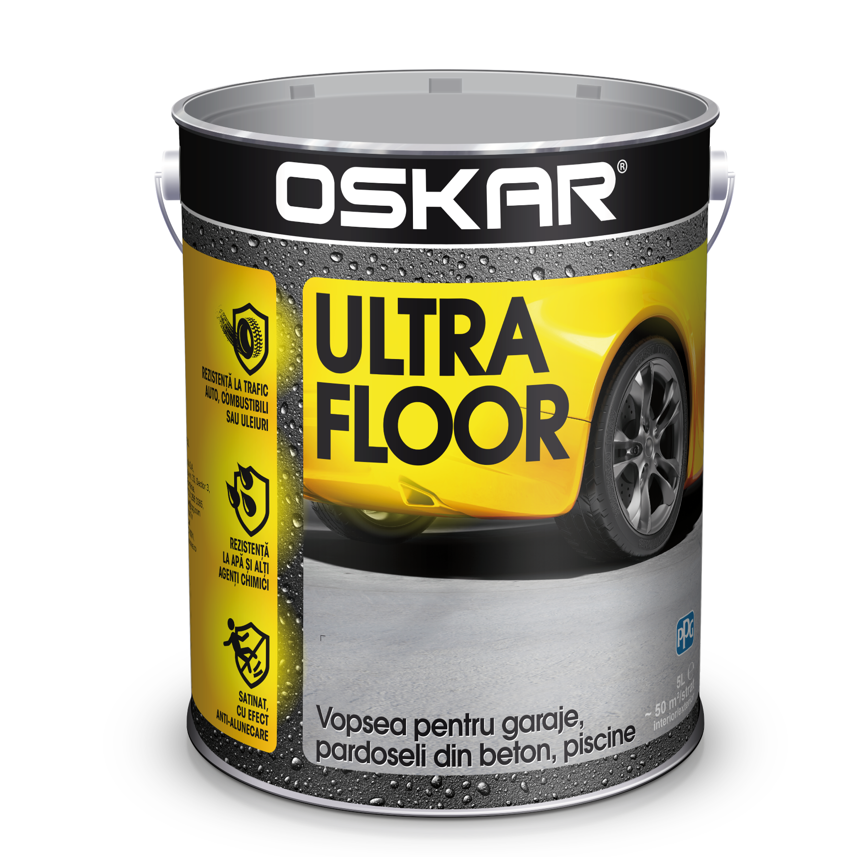 Vopsea beton Oskar Ultra Floor, carbon grey, interior/exterior, 5 l acoperis