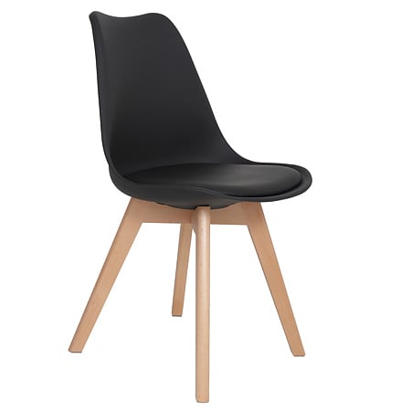 Scaun bucatarie tapitat negru Depozitul de scaune Celia, piele ecologica, cadru lemn, max. 110 kg, 48.5 x 50 x 82.5 cm