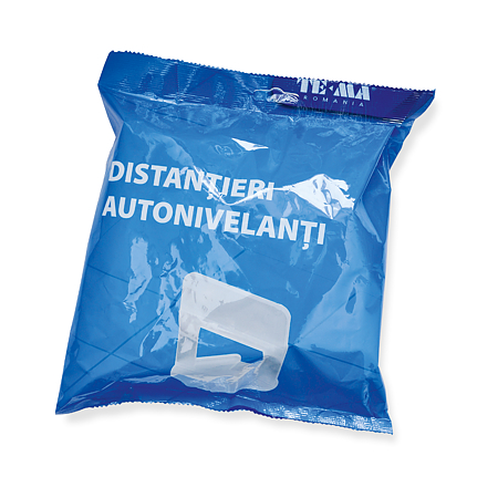 Distantier clips autonivelant, pentru placi cu grosimea de 3-12mm, polipropilena, alb, rost 1 mm, 50 bucati
