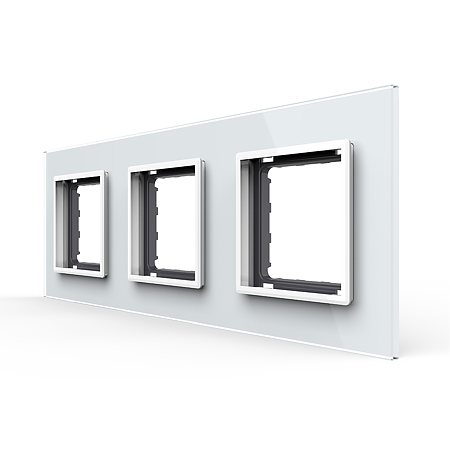 Rama priza tripla Livolo VL-P7E/E/E-6W, sticla securizata, alb