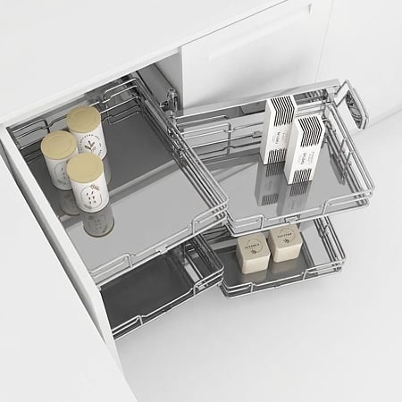 Kit cos Compagnucci Duetto, metal, gri metalic, 500 mm x 600 mm, 2 rafturi, dreapta